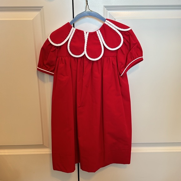 Scalloped Collar Red Dress - Picture 2 of 2